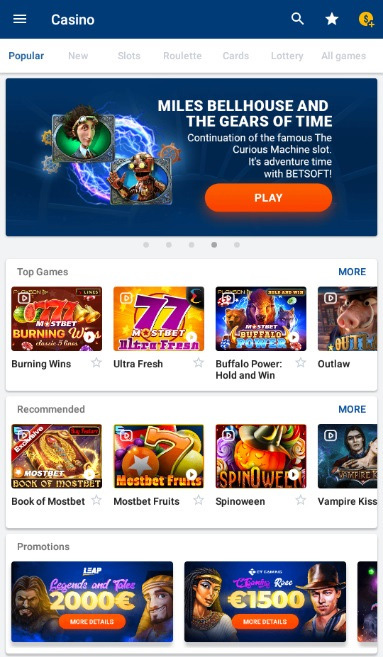 The LIVE casino section